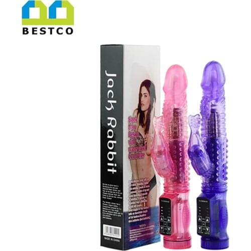 Bestco 18+Dildo Vibrator Double Head 360 Degree Rotation Rabbit Beads G Spot Clitoris Stimulator Adult Sex Toy Women Masturbator