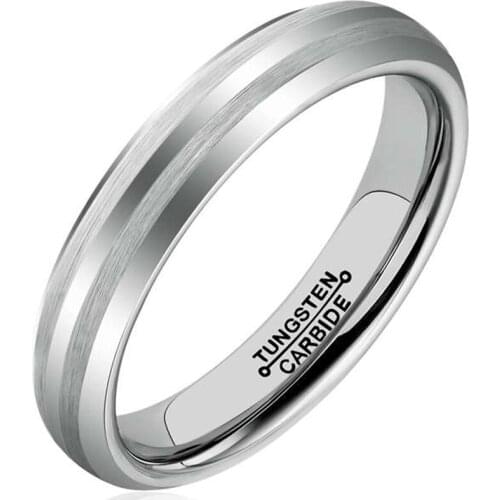 Hot Selling 4mm Width Tungsten Dome Band Rings for Woman Man Brushed Finish Outside for Engagement Size 4-13