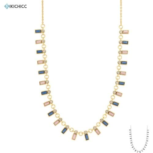 KIKICHICC 925 Sterling Silver Rainbow Jewelry Choker Collares Jade Necklace Pendant Necklace Long Chain Party Fine Jewelry Gift