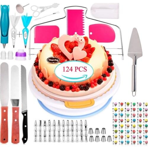 Meibum 124Pcs Pastry Nozzles Converter Cake Decorating Tip Set Stainless Icing Piping Tips Confectionery Cream Bag Baking Tools