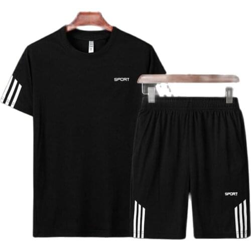 Men Casual Set Mens Sportwear Fitness Sets fashion Summer Short Sleeve T-shirt Shorts Sets Male Sportswear Tracksuit Male