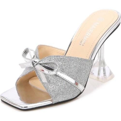 MAIERNISI Women High Heels Sandals 2021 Ladies Sexy Slippers Summer Butterfly-knot Sandals Female Party Shoes zapatillas mujer