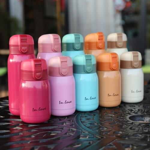 Lovely candy-colored mini thermos with elastic lid stainless steel portable childrens travel kettle mini water bottle