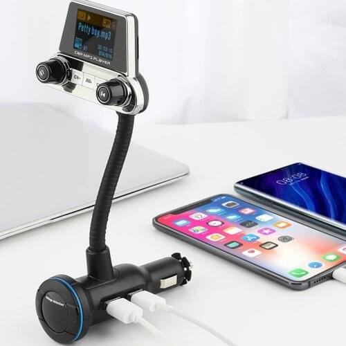 Multifunctional Bluetooth Car Wireless MP3 FM Transmitter Dual Screen MP3 Player Car Charger Outdoor Radio Adapter Decoration