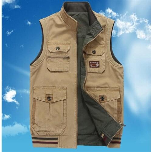 Men Vest Jacket Multi-pockets Army Tactical Waistcoat Outdoor Hiking Fishing Jackets Autumn Cotton Fashion Casual Vest Clothing