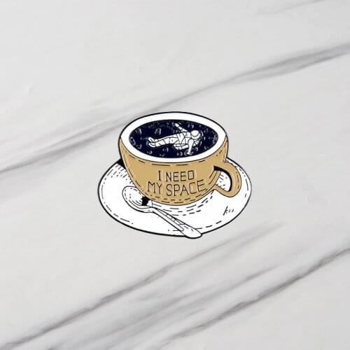 A Set Of Cups For Drinking Coffee, A Sentence Written On The Cup, An Astronauts Brooch Lying In The Cup Gift For Friends