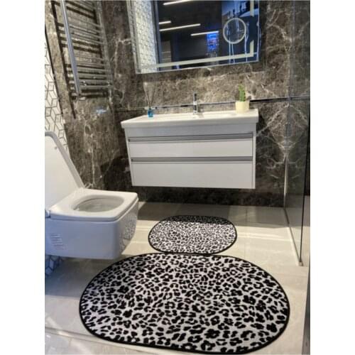 Leopard Oval Bath Mat Set Closet Set alfombra 2 pieces Base Waterproof tapis salle de bain salle de bain alfombra baño mat
