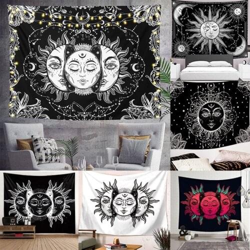 Moon Sun Series Tapisserie Tarot Mandala Wall Hanging Tapestry Polyester Bedroom Living Room Home Decoration 95x73cm