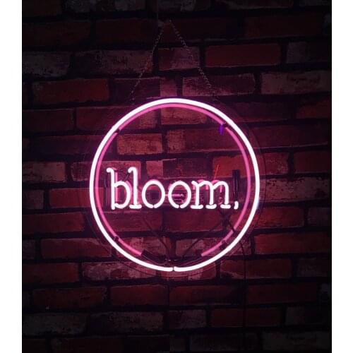 Neon Sign For Bloom balloon home wall display light advertise LOGO free DESIGN pink clear plastic board Impact Attract light