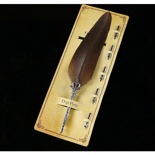 Pointed Feather Pen Personalized Teachers Day Gift Goose Feather Signature Pen Stationery School Supplies