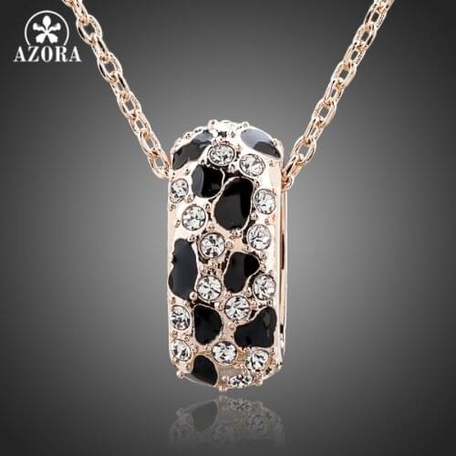 AZORA Rose Gold Color Leopard Animal Pattern with Magnetic Healing Stone Pendant Necklace TN0090