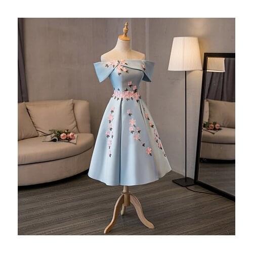 Free shipping light blue with pink small flower embroidery lolita dress/ballet/stage/opera dance performance dress