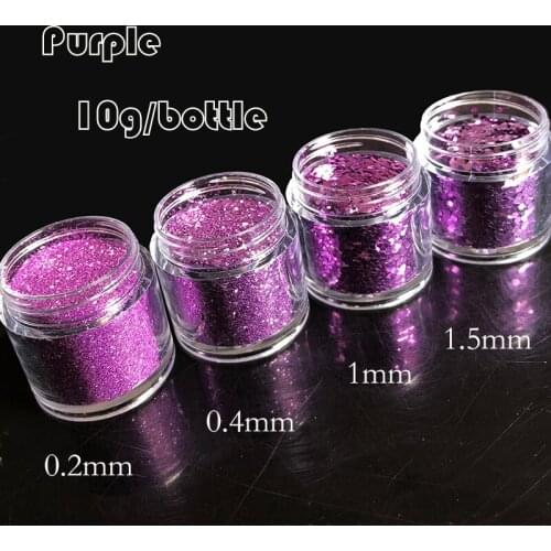 0.2/0.4/1/1.5mm Purple Colors UV nail glitter powder dust Platinum shimmer Hexagon sequins powder 4 Sizes Colors for Choose