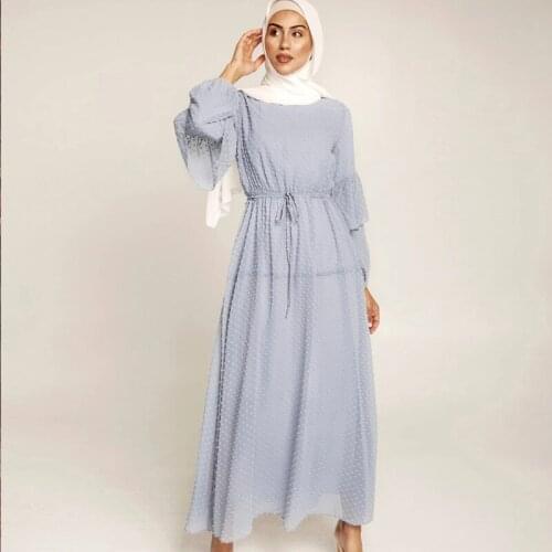 Plus Size Solid Maxi Long Dress for Women Summer 2021 O Neck Full Sleeve Muslim Duabi Turkey Qtar Oman Arabic Clothes