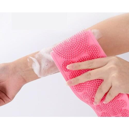 Silicone Back Scrubber Soft Loofah Bath Towel Bath Belt Body Massage For Shower Body Exfoliating Cleaning Bathroom Shower Strap