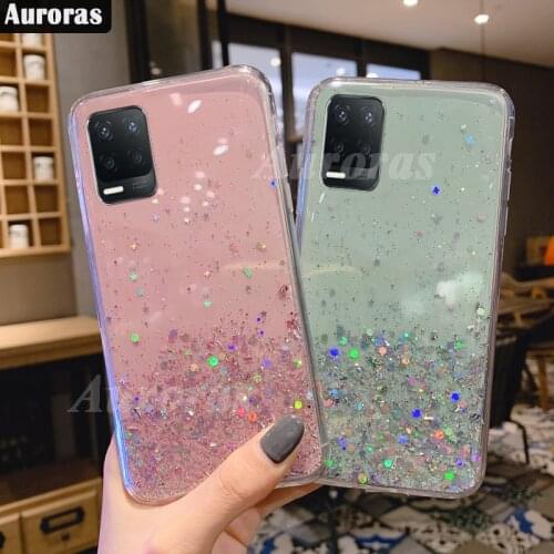Auroras For Realme Narzo 30 5G Case Glitter Bling Sequins Starry Sky Shockproof Phone Case For Realme Narzo 30A Cover