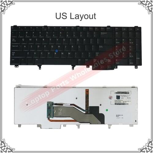 US UK Keyboard Replacement For Dell Latitude E5520 E5520M E5530 E6520 E6530 E6540 Black with Backlit Pointer Keyboard