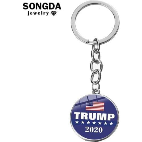 SONGDA Trump 2020 Flag Creative Print Keychain Keep America Great Donald for President USA Statement Car Key Chain Bag Key Ring