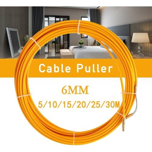 5M/10M/15M/20M/25M/30M 6mm Fiberglass Electric Cable Push Pullers Cable Reel Duct Snake Rodder Fish Tape Wire Threading Aid Tool