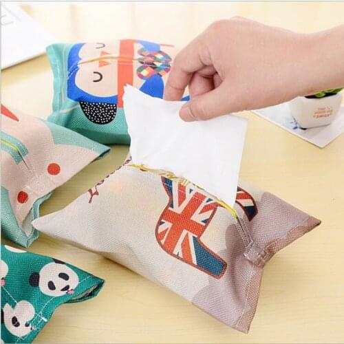 Fabric Tissue Boxes Cover Creative Cartoon Cute Rabbit Bear Animal Printing Wet Wipes Napkin Holder Cover for Desks Table