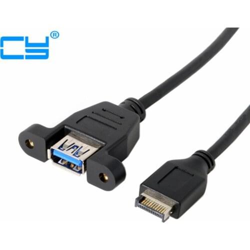 USB 3.1 Front Panel Header to USB 3.0 Type-A Female Extension Cable 50cm Panel Mount Type