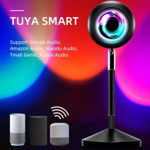 Tuya Smart Sunset Lamp 16 Colors RGB LED USB Rainbow Sunset Projection Lamp App Control Night Light for Bedroom Shop Background