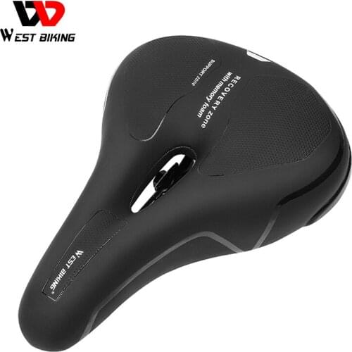 WEST BIKING Cycling Cushion Comfortable PU Fabric Damping Road Mountain Bike Seat Bicycle Accessories New Three-Color Saddle