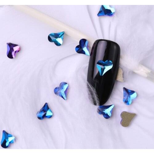 10 flat bottom color heart-shaped nail water drill for nail art decoration