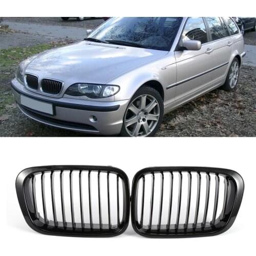 High Quality Pair Front Wide Kidney Grille Grill Gloss Black Kidney Grille Car Parts For BMW E46 318I 320I 325I 330I 1998-2001