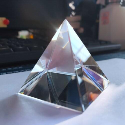 80mm High Quality Optical Glass Transparent Rainbow Rectangular Polyhedral Popularization Science Studying Student Pyramid Prism