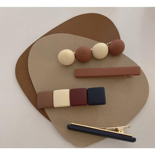 Korean Fashion Hair Pins Side Clip Set 2pcs Sweet Acrylic Geometric Hair Barrettes For Women Girls Vintage Hair Accessories