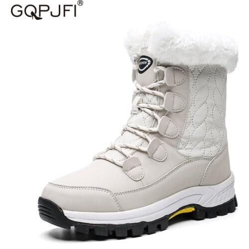 Women Boots Winter Fashion Casual Waterproof Non-slip Snow Boots Plus Velvet Thicken Lace-up Keep Warm Comfortable Womens Shoes