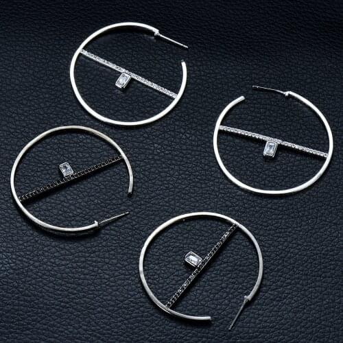 HIBRIDE Exquisite Wedding Design Zirconia Round Shape Hoop Earrings Jewelry Cubic Zironia Brincos for Women Bijoux Femme E-890