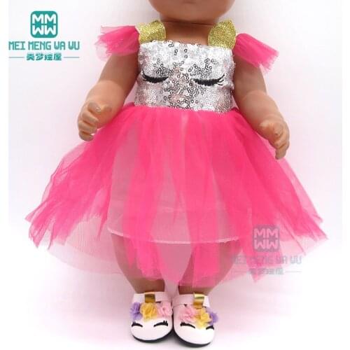 Cute Doll Clothes Sequined princess girl dress for American doll and toy New born doll gift