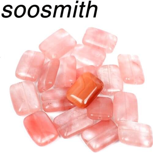 13x18mm Pink Natural Rectangle Shape Beads Loose Spacer Stone Beads For Jewelry Making DIY Accessorie Wholesale Handmade