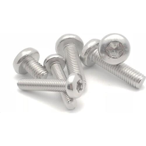 20pcs M5 Torx screws T&TX bolts round head plum socket screw six-lobe slot bolt stainless steel 6mm-50mm longv