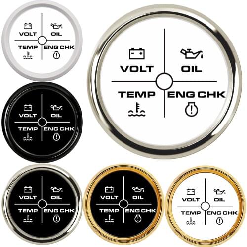 4 LED Alarm Gauge Switch 4 In 1 52MM Gauge Meter Volt/Oil/Water Temp/Check Engine Indicator 2 Inch Alarm Gauge for Wholesales