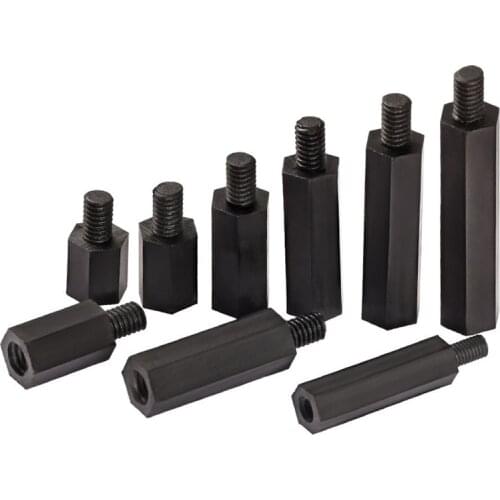 500pcs M3 Black Hex Nylon Standoff Spacer Column For PCB Motherboard Fixed Plastic Spacing Screws Length=5mm to 50mm