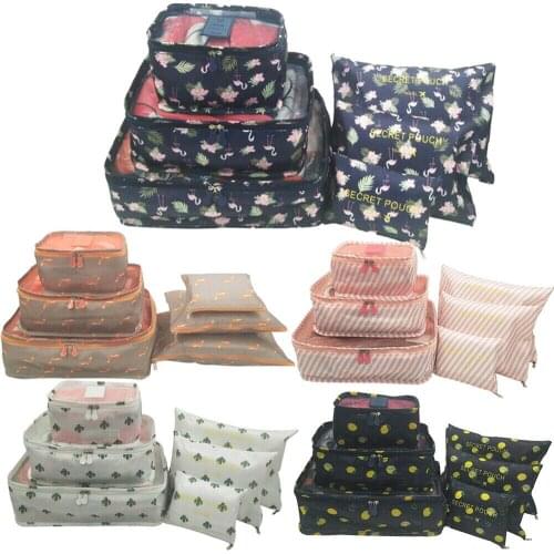 6Pcs/set Portable Travel Storage Bag Totes Waterproof Clothes Packing Cube Luggage Organizer Set