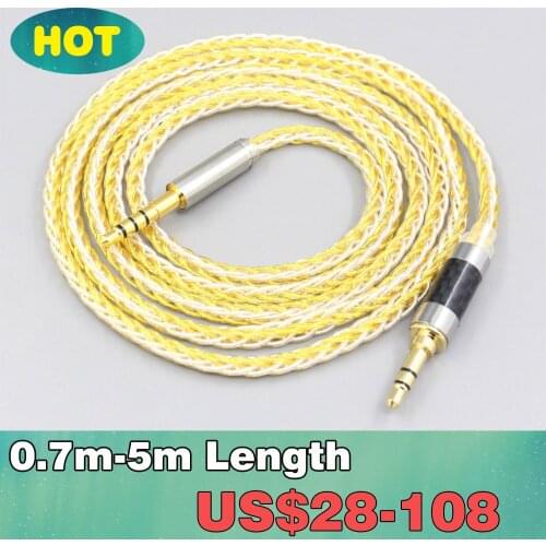 8 Core Silver Gold Plated Braided Earphone Cable For Denon AH-mm400 AH-mm300 AH-mm200 Beats solo2 solo3 SHP9500 LN007269