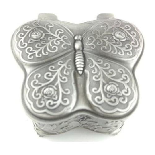 Antique Vintage Emboss Mini Music Box Metal Butterfly European Embossed Toy Musical Box Hand Crank Musicbox