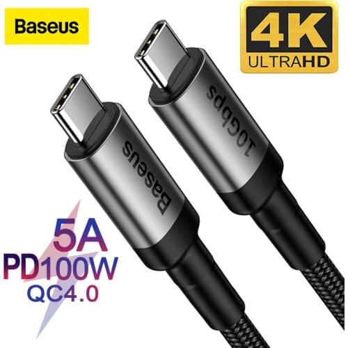 Baseus USB 3.1 Type C to USB C Cable for Huawei Samsung S9 S10 PD 100W Quick Charge 4.0 USB C Cable for MacBook Pro Type C Cable