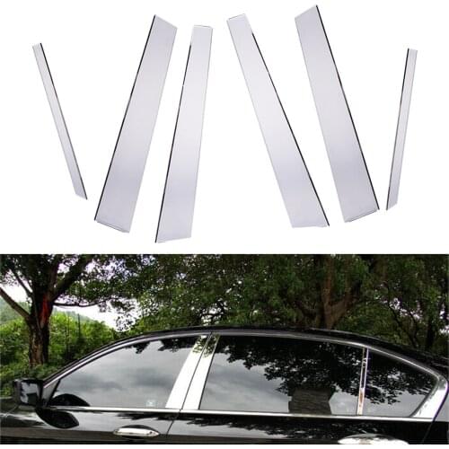 Beler Chrome Stainless steel 6PCS Pillar Post Trim Door Strip fit for Honda Accord 2003 2004 2005 2006 2007