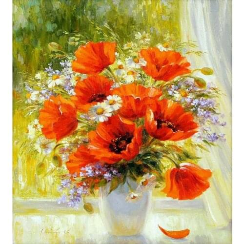 Frameless Picture DIY Painting By Numbers Wall Art Home Decor for Living Room on Canvas Flower GX9373 40*50cm