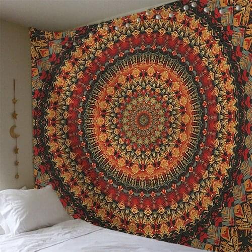 Bohemian Mandala Tapestry Wall Hanging Beach Towel Psychedelic Carpet India Wall Blanket Decor Dorm Bedroom Boho Home Decoration