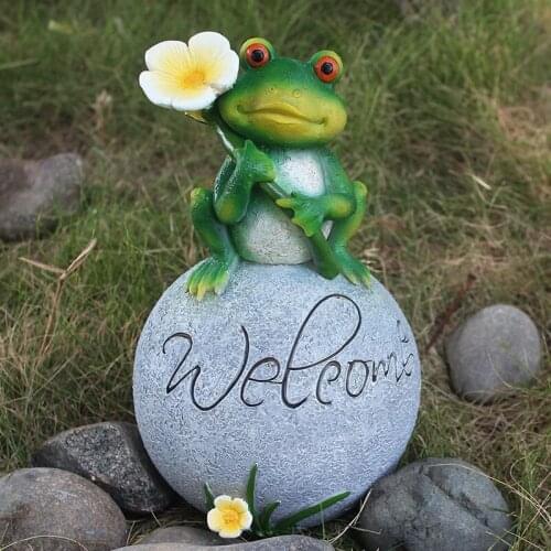 Green Frog Ormament Durable Washable Water-Proof Garden Ormament for Counrtyard Entrance Living Rooom GQ
