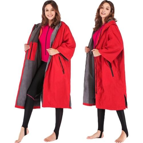 Wetsuit Changing Robe Hooded Bath Towels Surf Poncho Quick Dry Bathrobe Men Women Microfiber Large Beach Towel Swimming Dry Robe