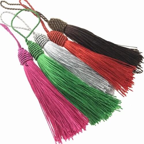 10pcs / lot 14cm Long Nut Tassel Brush For Earring Charm Pendant SatinTassels DIY Jewelry Making Findings decorative brush