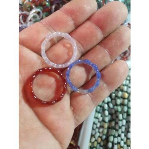 Natural agate finger ring for male and female thin strips of genuine jade ring jade blue chalcedony