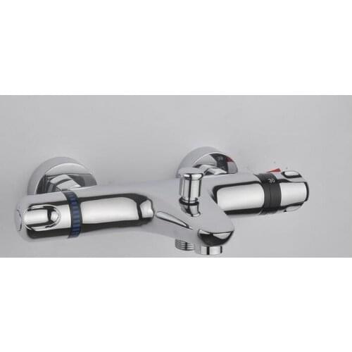 Brass shower faucet thermostatic valve, Dual handle wall mount shower faucets chrome, Bathroom thermostatic shower faucet mixer